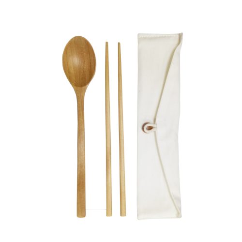 Wooden Cutlery Set with Cotton Pouch (LS0140)