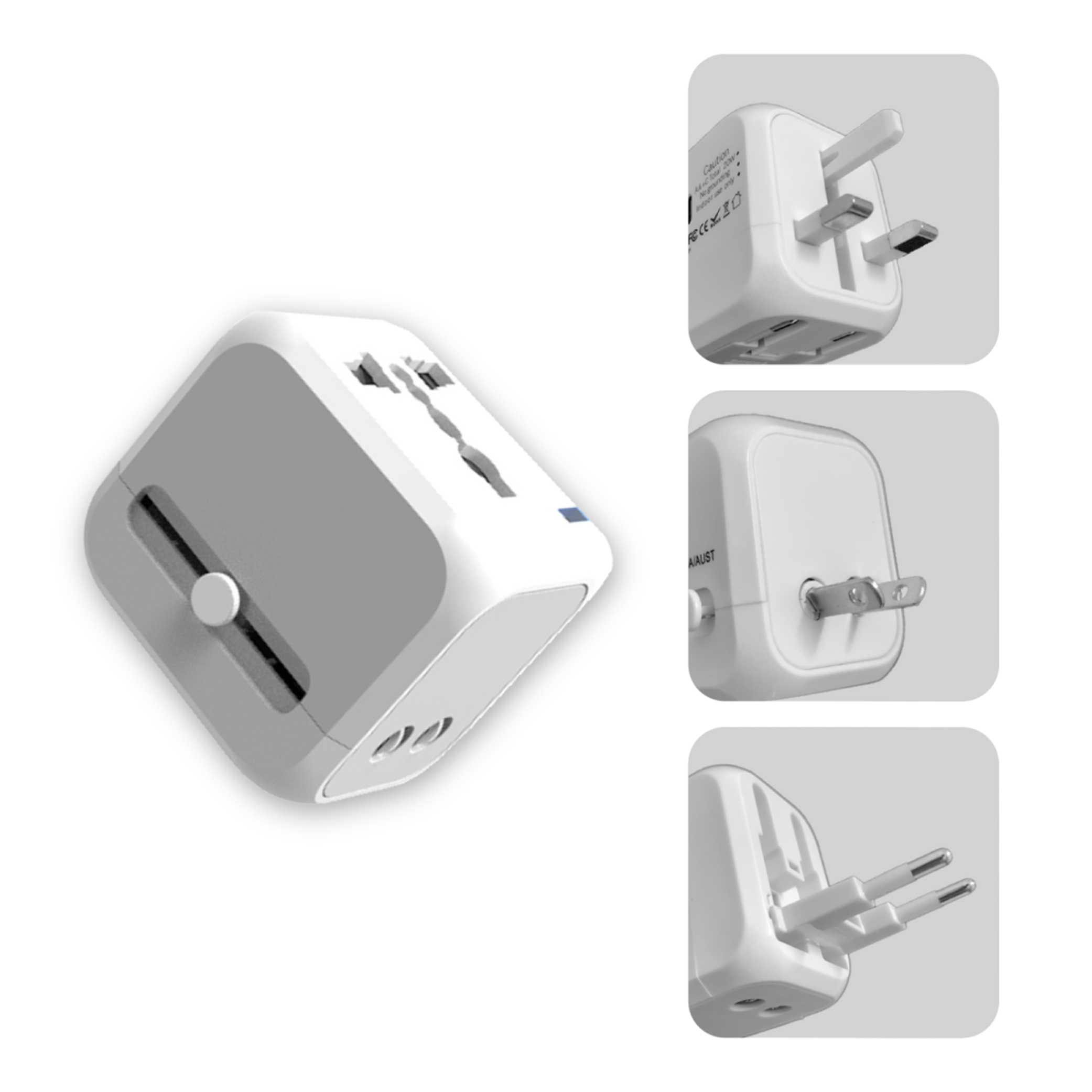 Travel Adaptor with 2 USB + 1 Type C Port_Quick Charge (TA0077) - Image 2