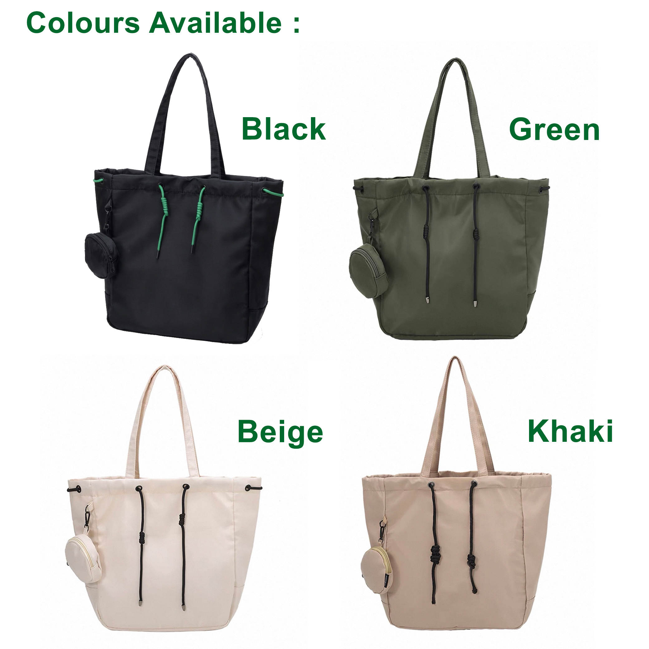 Nylon Everyday Tote Bag with Pouch (B0227) - Image 2